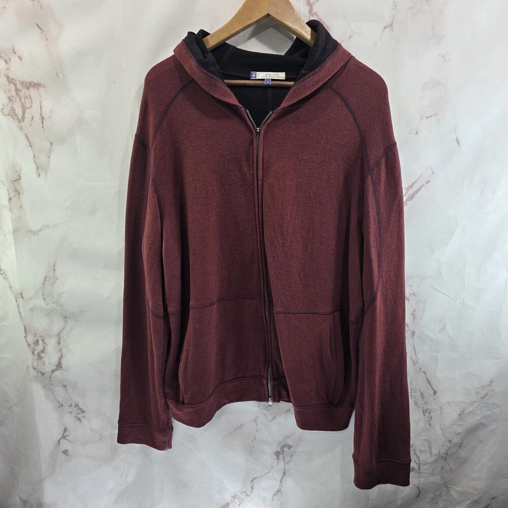 Ibex Hoodie Mens Large Red Zip Jacket Zip Merino Wool Maroon